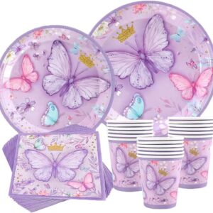 Teller, Becher, Servietten - Schmetterlings-Geburtstagsparty